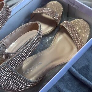 TOP Moda Gold Rhinestone Heels